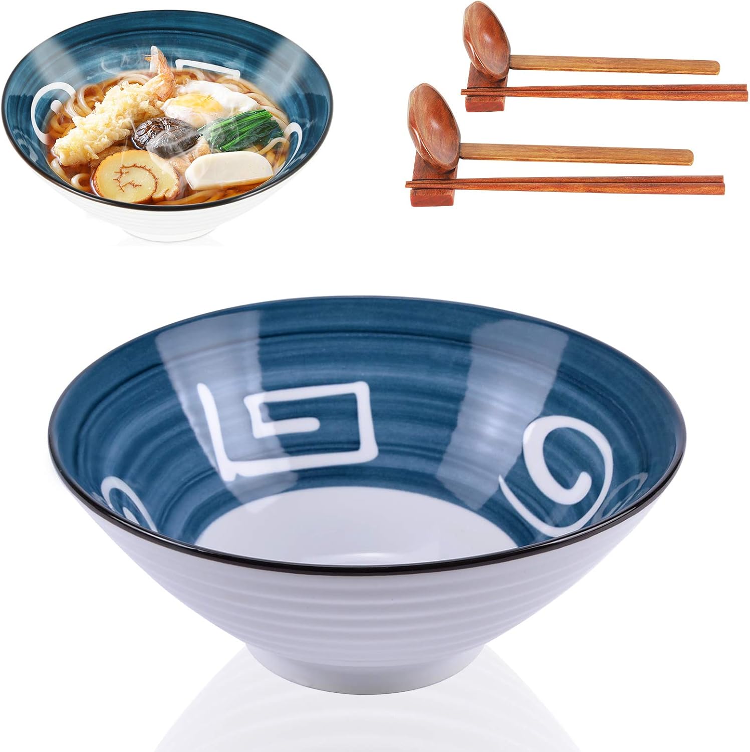 Ceramic Japanese Ramen Noodle Soup Bowl,2 Sets (8 Piece) 60