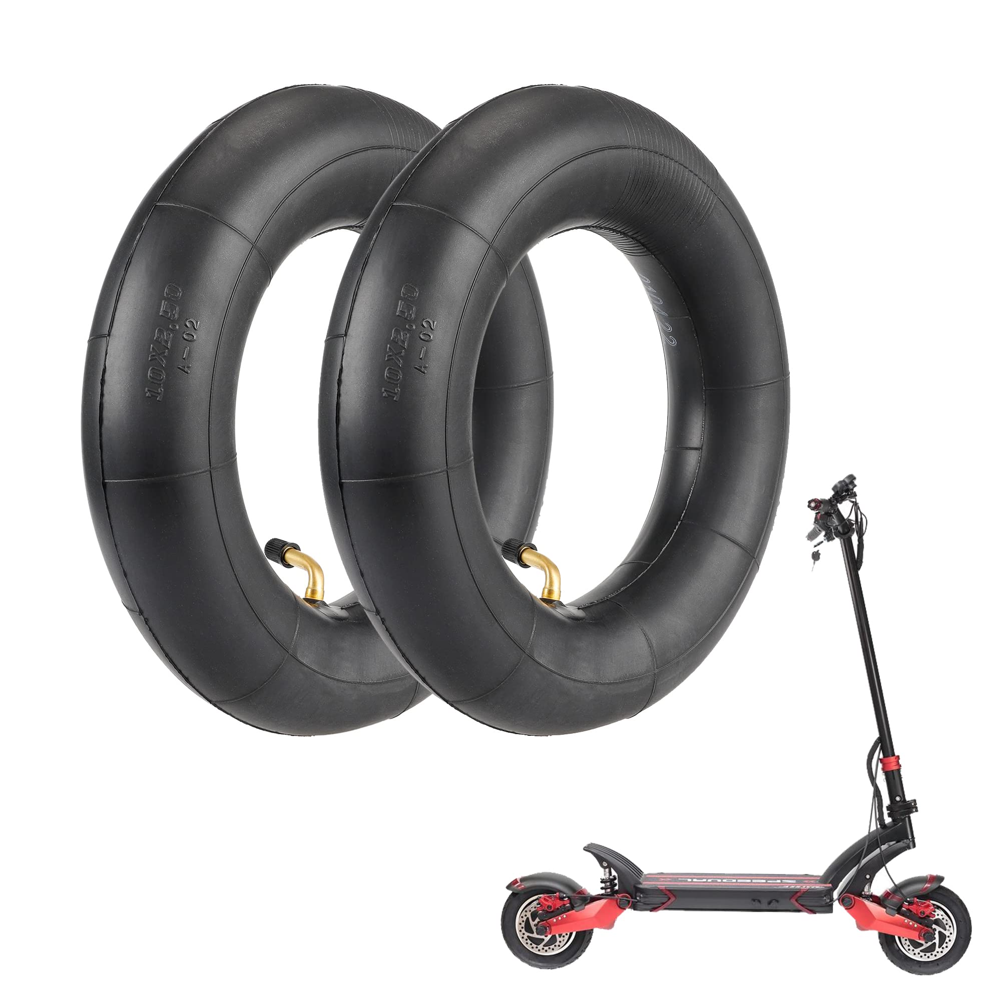 Fututech 10 Inch 10 x 2.5 Thick Inner Tube for Speedual Zero 10X Innertube for VSETT with Curved Valve Accessories Scooters Replacement Part Electric Scooter (2 Pieces)