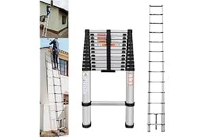 JUPITOR Aluminum Telescoping Ladder 16FT, Collapsible Extension Ladder for Attic, RV, Outdoor & Household Use, 330lb Capacity