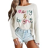 CURBODO Womens Fashion 2026 Champagne Please Graphic Long Sleeve Pullover Sweater Loose Crewneck Knitted Sweatshirt Tops