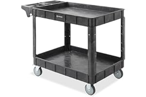 Dryser Utility Cart with Wheels, 46" x 25" Heavy Duty 550 lb. Capacity with Shelves - 2 Tier Rolling Cart with Two 5" Swivel Casters for Warehouse, Garage, Cleaning