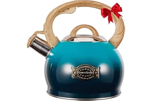 Hauce Radio Tea Kettle, Whistling Stovetop Teapot Food Grade Stainless Steel Tea Kettles for Stove Top with Anti-hot Ergonomic Handle,Kettle Spout for Tea, Coffee or Milk, 2.1 Quart Tea Pots