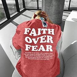 Kelxjia Christian Shirts for Men Faith Over Fear