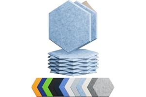 Amantech 12 Pack Acoustic Panels Self Adhesive Sound Proof Foam, High Density Sound Acoustic Foam Panel, 12X10.23X0.4 Inch Hexagon Wall Panels in Home,Office,Reccording Room,Studio(Light Sky Blue)