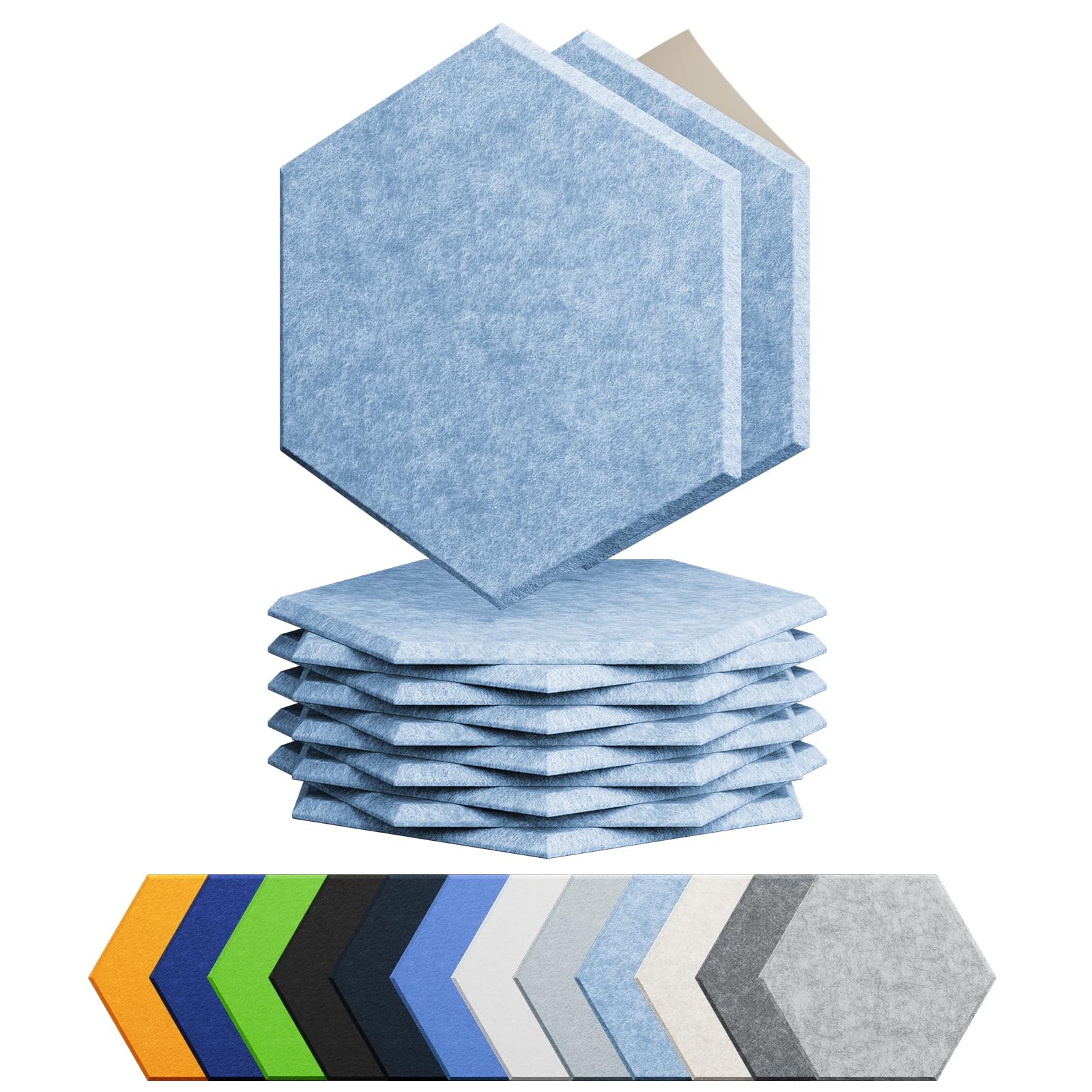 Photo 1 of Amantech 12 Pack Acoustic Panels Self Adhesive Sound Proof Foam, High Density Sound Acoustic Foam Panel, 12X10.23X0.4 Inch Hexagon Wall Panels in Home,Office,Reccording Room,Studio(Light Sky Blue)