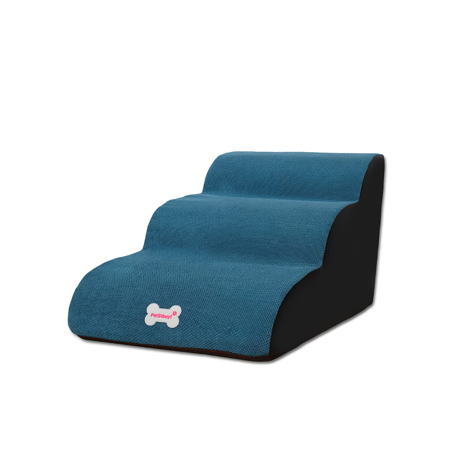 Galatée Pet Stairs, Washable & Zippered Cover Removable Pet Ramp, High Density Sponge Dog Stairs(3 Tiers Pet Stair, Blue)
