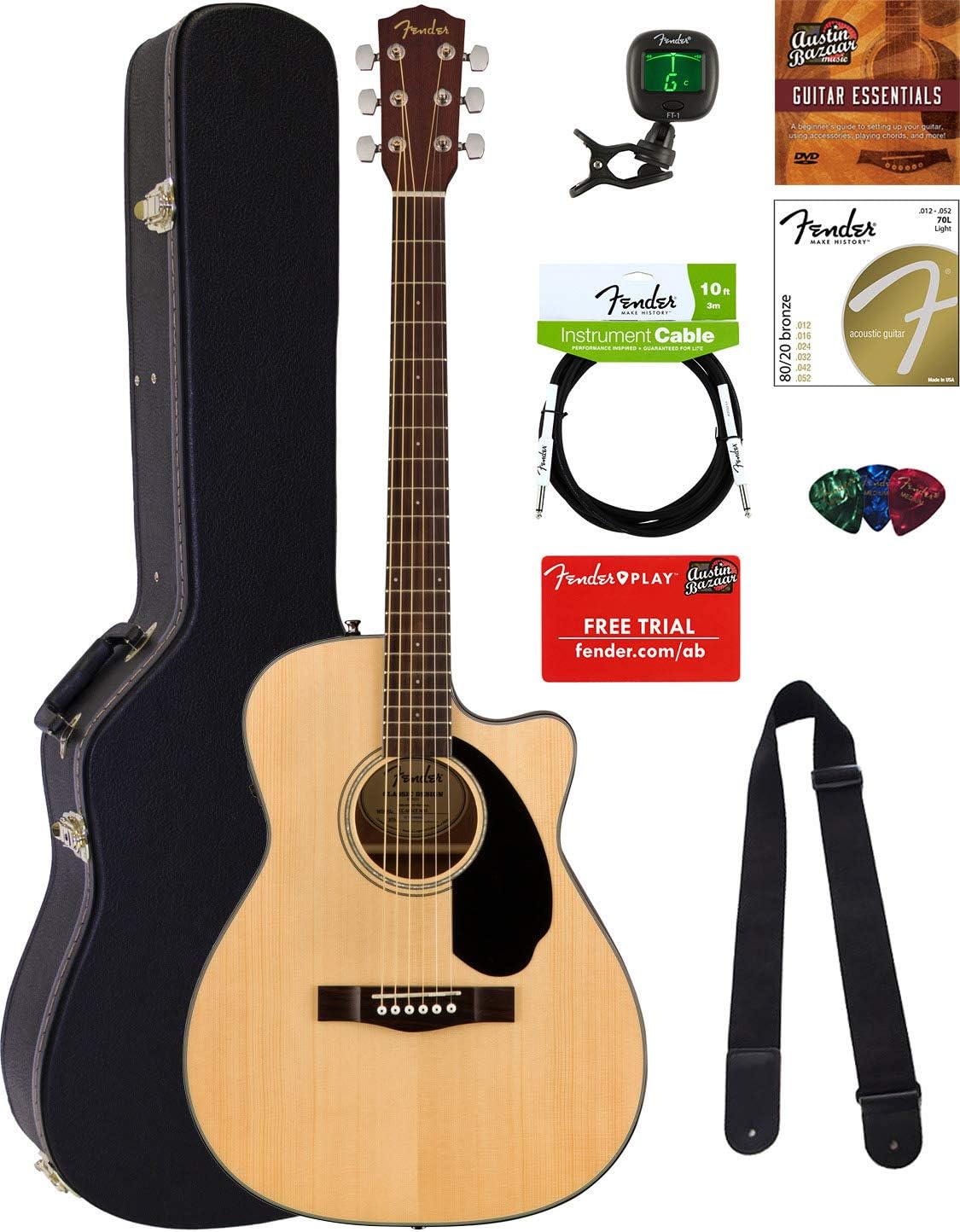 Fender CC60SCE Concert AcousticElectric Guitar Natural