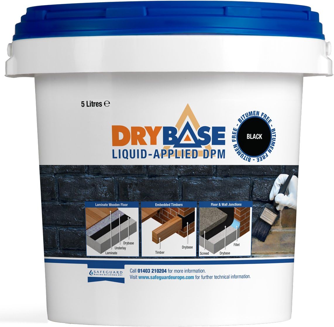 Drybase 5 litres Black Liquid Damp Proof Membrane Liquid DPM Damp Proofing Paint Amazon.co.uk