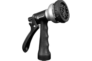AUTOMAN-Garden-Hose-Nozzle, ABS Water Spray Nozzle, 7 Adjustable Watering Patterns, Slip Resistant for Watering Plants, Lawn& Garden, Washing Cars, Cleaning, Showering Pets & Outdoor Fun.Silver Color