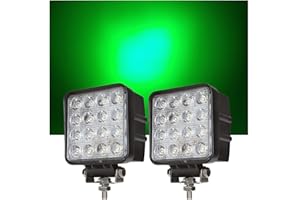 AUXMOTEC Green Led Pods 48W 3inch Spot Hunting Lights Driving Work Fog Lamps for F150 Truck SUV Polaris Auxiliary Offroad Off-road Boat Fish Pig Deer Hog Hunting Motorcycle 12 Volt Motor (Pack of 2)