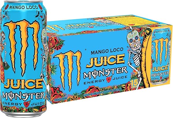 MONSTER ENERGY JUICE MONSTER MANGO LOCO, ENERGY + JUICE, ENERGY DRINK, 16 OUNCE (PACK OF 15)