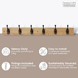 keypak 6 Matte Black Coat Hooks on Ash Board 68cm Modern Wall Mounted Rack view 2