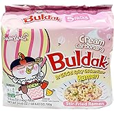 Samyang Buldak Hot Spicy Chicken Flavor Ramen,Korean Stir-Fried Instant Package Noodle Cream Carbonara,1 Bag with 5 Pack,4.93 OZ