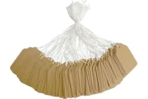 ZUFECY 500Pcs Kraft Price Tags with String, Paper Hang Tags Writable Tags, Display Labels Marking Strung Tags for Holiday Arts Crafts 1.38 × 0.87 Inches