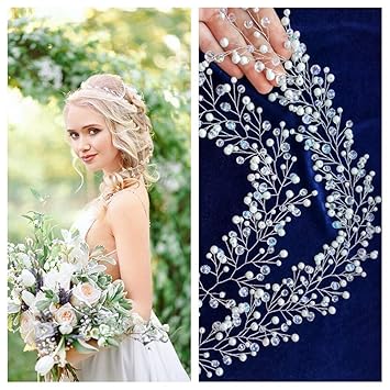 Amazon Com Deniferymakeup Pearl Bridal Hair Vine Bridal Hair