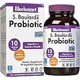 BlueBonnet Nutrition S. Boulardii Probiotic 10 Billion CFU^ w/Prebiotic Sunfiber – Shelf Stable - for Women & Men Digestion, Gut, Mood* - Non-GMO, Vegan, Free of Gluten, Dairy & Soy - 30 Servings