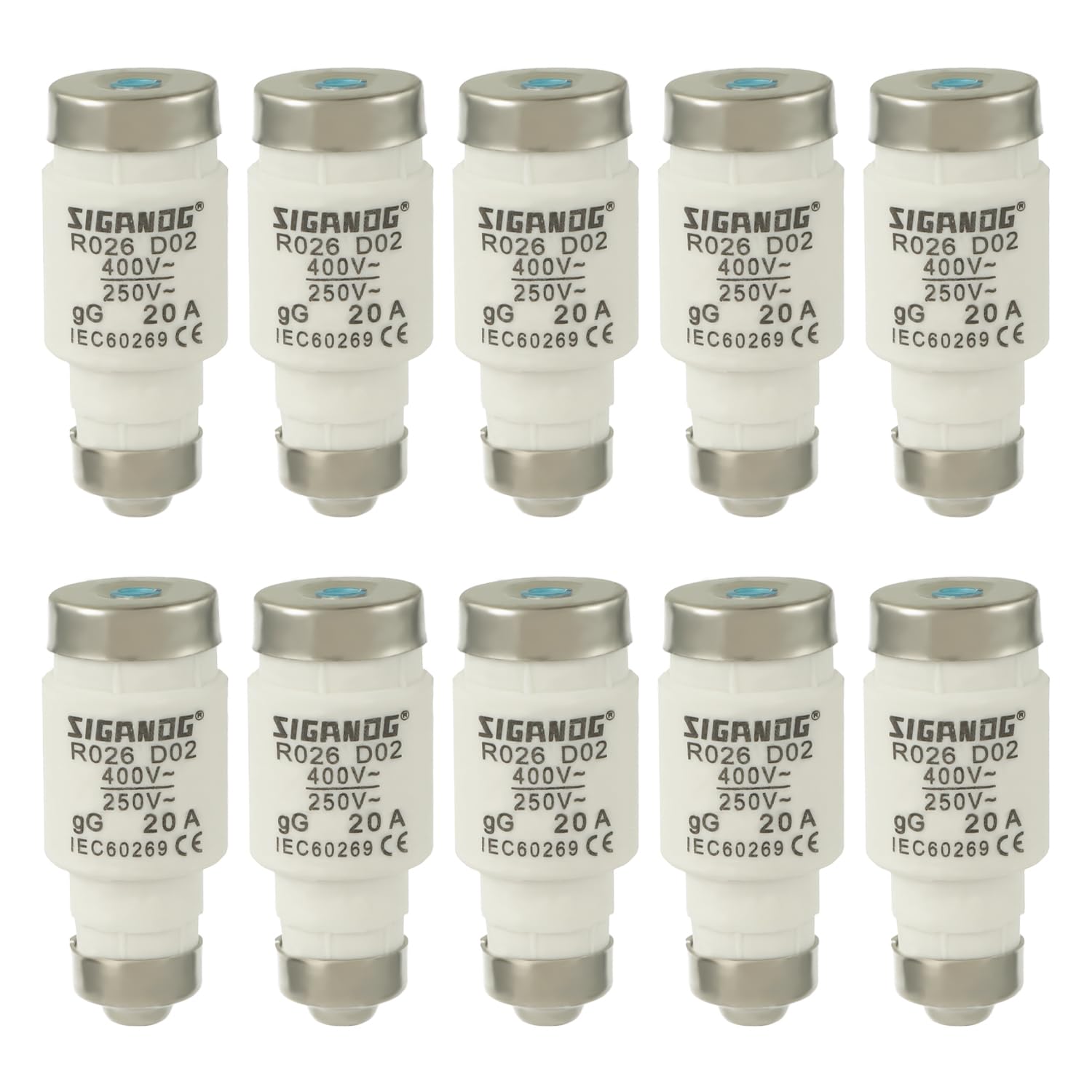 SIGANDG D02 Fuse, Bottle Fuse 20A gL/gG 400VAC (10 PCS)