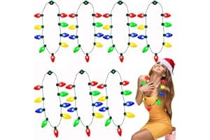 CAMLINBO 7 Pack Christmas LED Light Up Bulb Necklaces New Year Eve Christmas Holiday Accessories Party Favors Bulb Necklace for Men Women