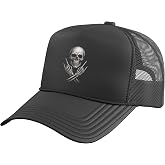 Rock &amp; Rock Music, Rock On &amp; Rock Hand | Skull, Rocker Trucker Hat with Adjustable Mesh Back