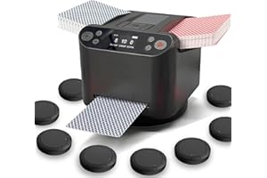LUXEVOY Automatic Card Shuffler and Dealer,2 Decks Shuffle,5 Preset Games,Support 12 Players,Ultra Quiet,Rechargeable,for Poker,Blackjack,UNO,Phase 10,Five Crowns,8 Drawing Remotes (Jet Black+8 Remotes)