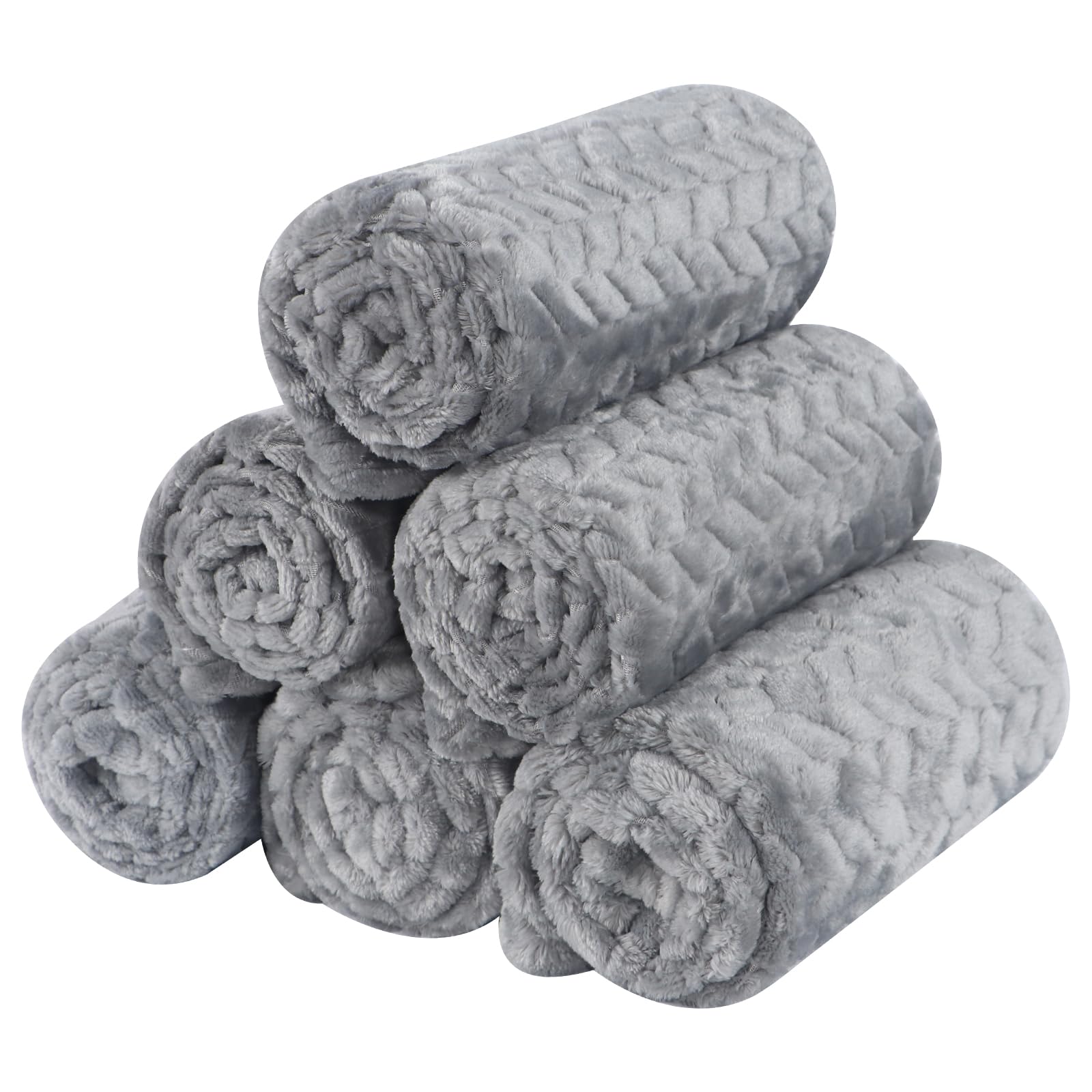 BVAGSS 6 Pack Small Dog Blanket, Super Soft Warm Pet Cover Blankets, Puppy Fleece Flannel Blanket for Small Medium Dogs Cats XH075 (60 x 40 cm, Grey Wheat Ears) — image 1