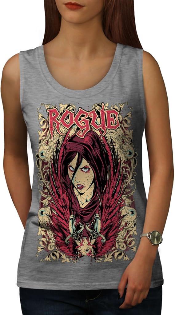 Amazon Wellcoda 女の子 ゴス パンク ファッション 婦人向け S 2xl タンクトップ キャミソール タンクトップ 通販