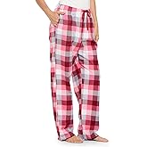 Casual Nights Women's Flannel Pajama Sleep Pants, Soft Plaid Pjs Bottoms