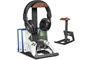 SupeDesk Walnut Headphone Stand, Wood Headset Stand with Protective Pad, Headphone Holder Desk Accessories for Gaming Controller, Headphones, Switch
