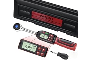 VANPO 3/8 Inch Drive Digital Torque Wrench(5-99.5 ft-lbs./6.8-135Nm), ±2% CW Torque Accuracy, Electronic Torque Wrench Set with Buzzer and LED Flash Notification for Bike Moto