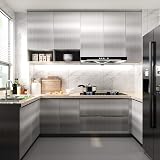TOTIO 16x118 Inch Self-Adhesive Silver Wallpaper, Waterproof & Oil Proof view 3
