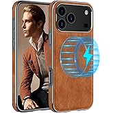 LOHASIC for iPhone 17 Pro Max Case, Compatible with MagSafe, Classic Leather & Luxury Metal Bumper Trim, Magnetic Protective Phone Cases Cover for iPhone 17 Pro Max 6.9" 2025 - Sand Dune
