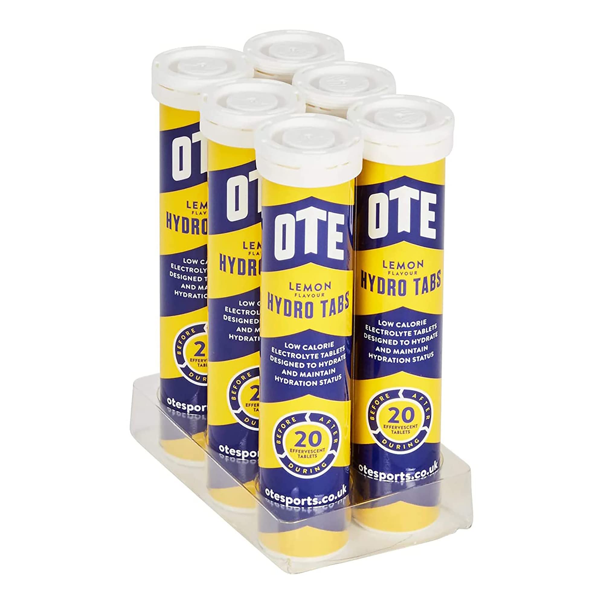 OTE Hydration – Electrolyte Salt Supplement for Runners & Cyclists – Rehydration for Cycling, Running & Endurance Sport – Tube of 20 (Lemon, Pack of 6) — image 1