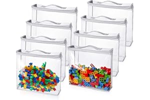 8pcs Toy Storage Bags with Zipper, 12.6x12.2x3.15 Inch Transparent Zipper Pouches for Game Organizing Clear Storage Bags PVC 