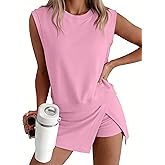 ANRABESS Women Two Piece Skirt Sets Summer Outfits Athletic Workout Tennis Lined Skort Short Set Travel Vacation Clothes