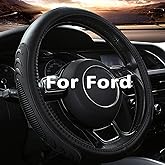 Yangday Leather Steering Wheel Cover for Ford F150 F250 F350, 15.5-16 inches Car Steering Wheel Cover with Anti-Slip Massage Particle (Black)