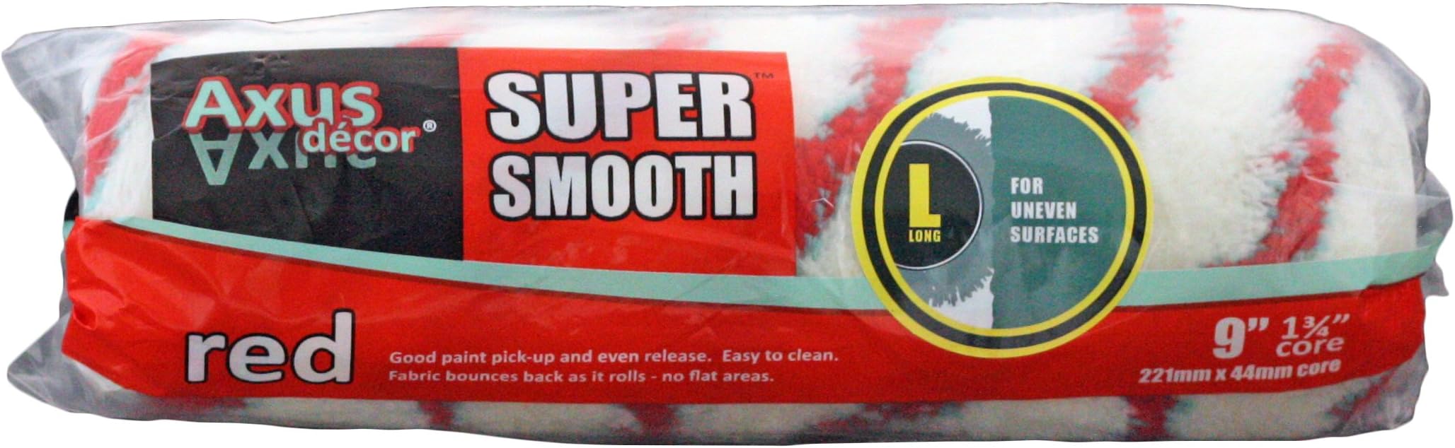 Axus Decor Super Smooth Roller Sleeve Long Pile - Red, Blended Fabric for Good Paint Pick-Up and Even Release