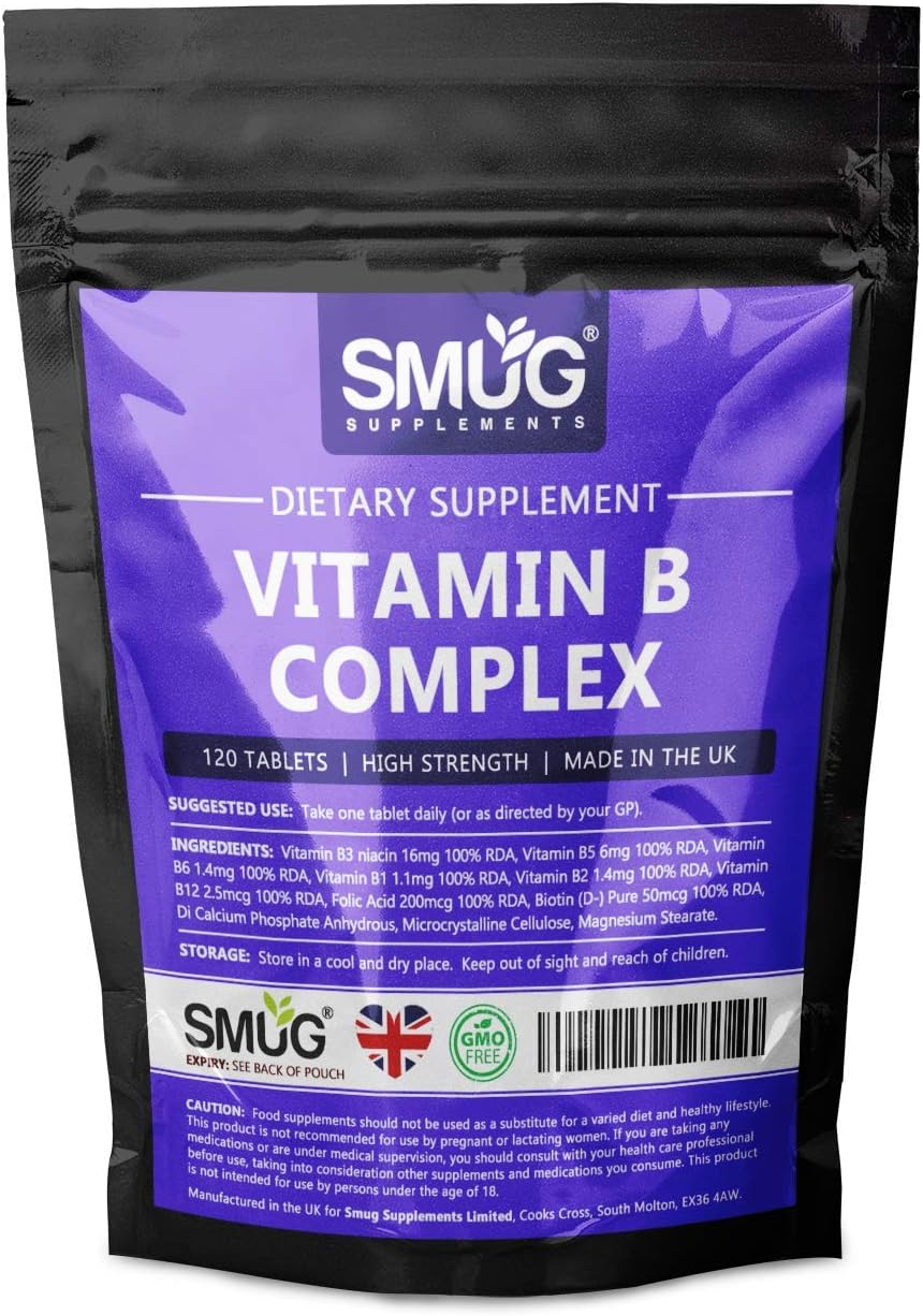 Vitamin B Complex - Packet of 120 Tablets - Includes Essential Multi B-Vitamins B6, B12, B5, B3 and Biotin.