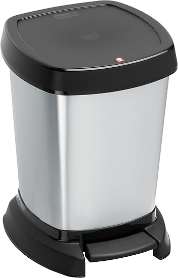 Rotho Paso Kosmetikeimer 6 l, Kunststoff (PP), silber metallic, 6 Liter (23,4 x 21,9 x 29,5 cm)