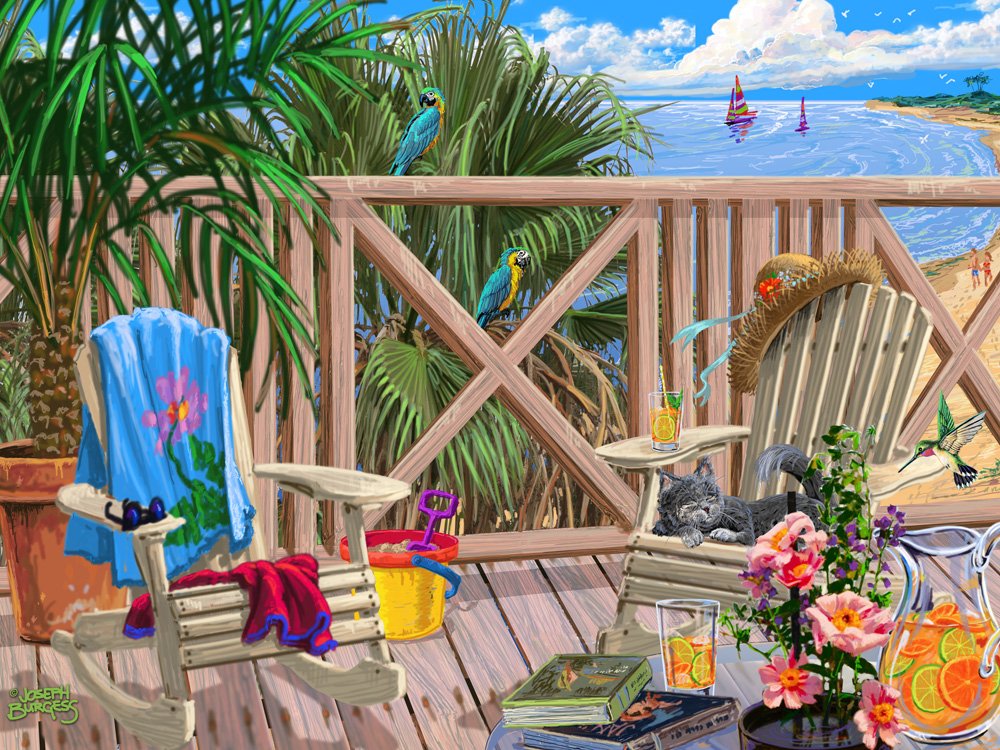 Vermont Christmas Company Peaceful Paradise Jigsaw Puzzle 550 Piece - Randomly Shaped & Fully Interlocking Pieces - Beach Puzzle for Adults