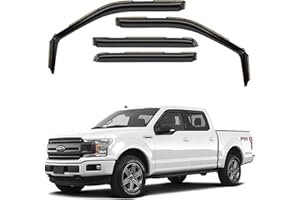GrandWheel Co Smoke Tinted in-Channel Side Window Vent Visor Deflectors Rain Guards Compatible with Ford F150 2015-2020 SuperCrew (fit for F250-F550 17-22) - 4pcs. GW0090, BLACK, 15-20,