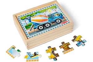 Melissa & Doug Construction Vehicles 4-in-1 Wooden Jigsaw Puzzles (48 pcs)