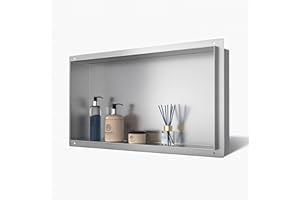 Bernkot Stainless Steel Shower Niche 24" X 12" Brushed No Tile Needed Niche Shower for Bathroom Storage Recessed Wall Niches Bathroom Shelf Flush Mounted Installation
