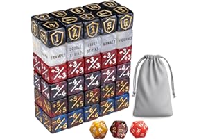 TIIXXE 63 Pieces MTG Dice Counters Bulk Ability Keywords MTG Tokens Shield Life Counter 6 Sided Dice Set for MTG,TCG,Cards Gaming Accessories