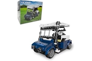 CH NTWH Golf Cart Toy Building Set for Adults Compatiable with Lego Golf - Golf Party Decor, Desk Decor, Gag Golf Gift, Complete with Display Cover (Blue)