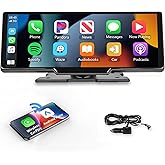 Podofo 10.26" Touchscreen Wireless Carplay Portable Car Stereo Android Auto, Car Play Navigation, Voice Control, Bluetooth/AUX/FM, Car Radio Receiver