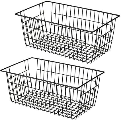 Amazon Sanno ワイヤーバスケット 収納ケース キッチン収納ボックス 小物入れ 取っ手付き ブラック 40xx15cm 2個入り かご バスケット オンライン通販