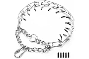 Dog Prong Collar,Choke Collar for Dogs Pinch Training Collar,Detachable Adjustable Choke Collar with Comfort Rubber Tips, Met