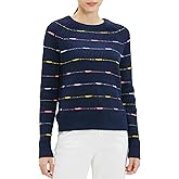 Cable Stitch Women's Dotted Stripe Sweater - Crewneck Long Sleeve Knitted Pullover Top
