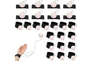 HEYTIMI 12/24/48 PCS Baseballs Wrist Return Ball on a String 1.85 Inch Rebound Bouncy Ball with Strap Sport Soccer Tennis Party Favors, Wrist Exercise Play Outdoor Fun Activity for Kids & Adults