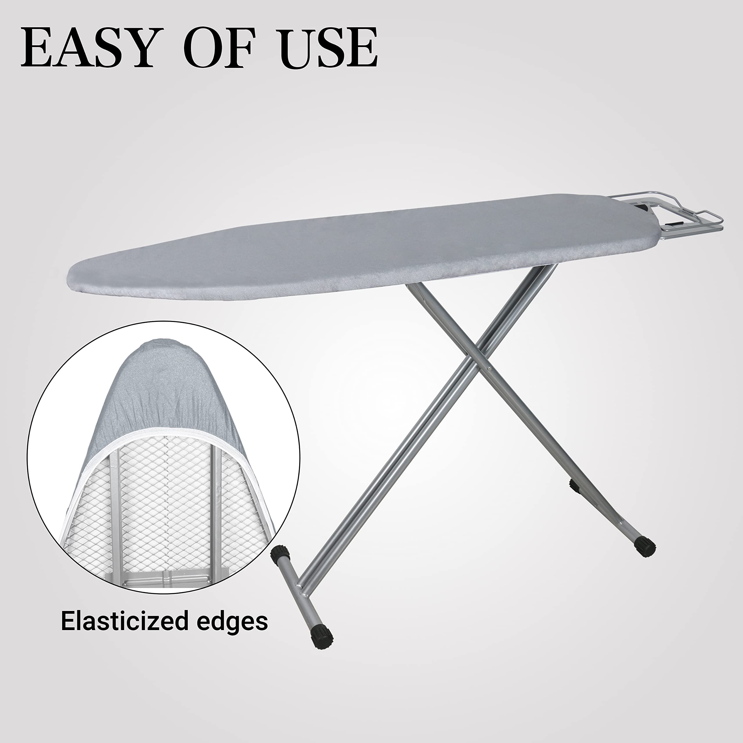 Ironing Board Cover and Pad | 100% Cotton Cover with Padding Standard Size with Aluminum Coating | Heat-Reflective Ironing Board with Elastic Edges Set | 54